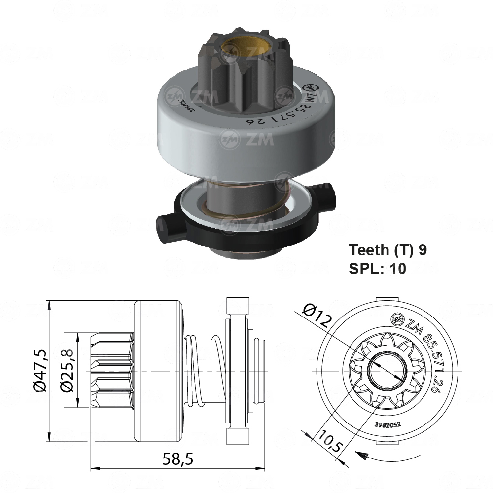 Impulsor de Partida ZM 85.571.26 ZM 8557126