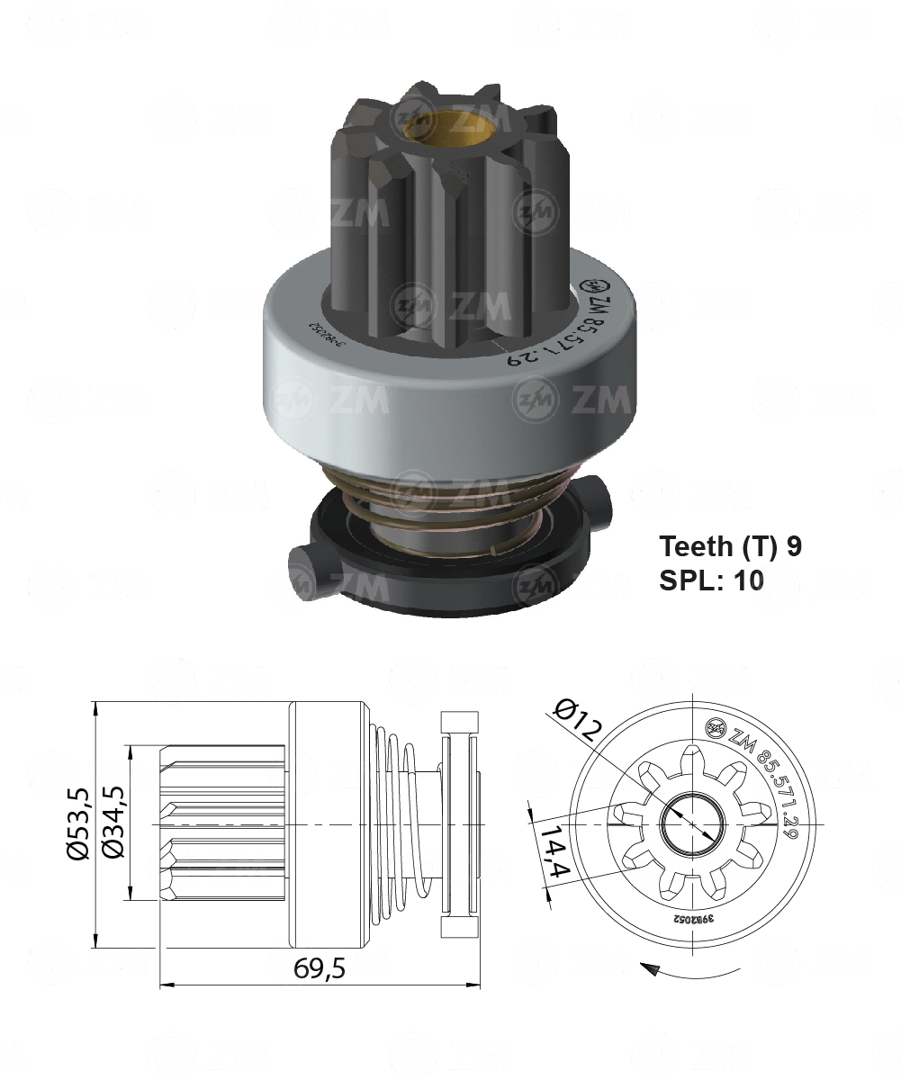 Impulsor de Partida ZM 85.571.29 ZM 8557129