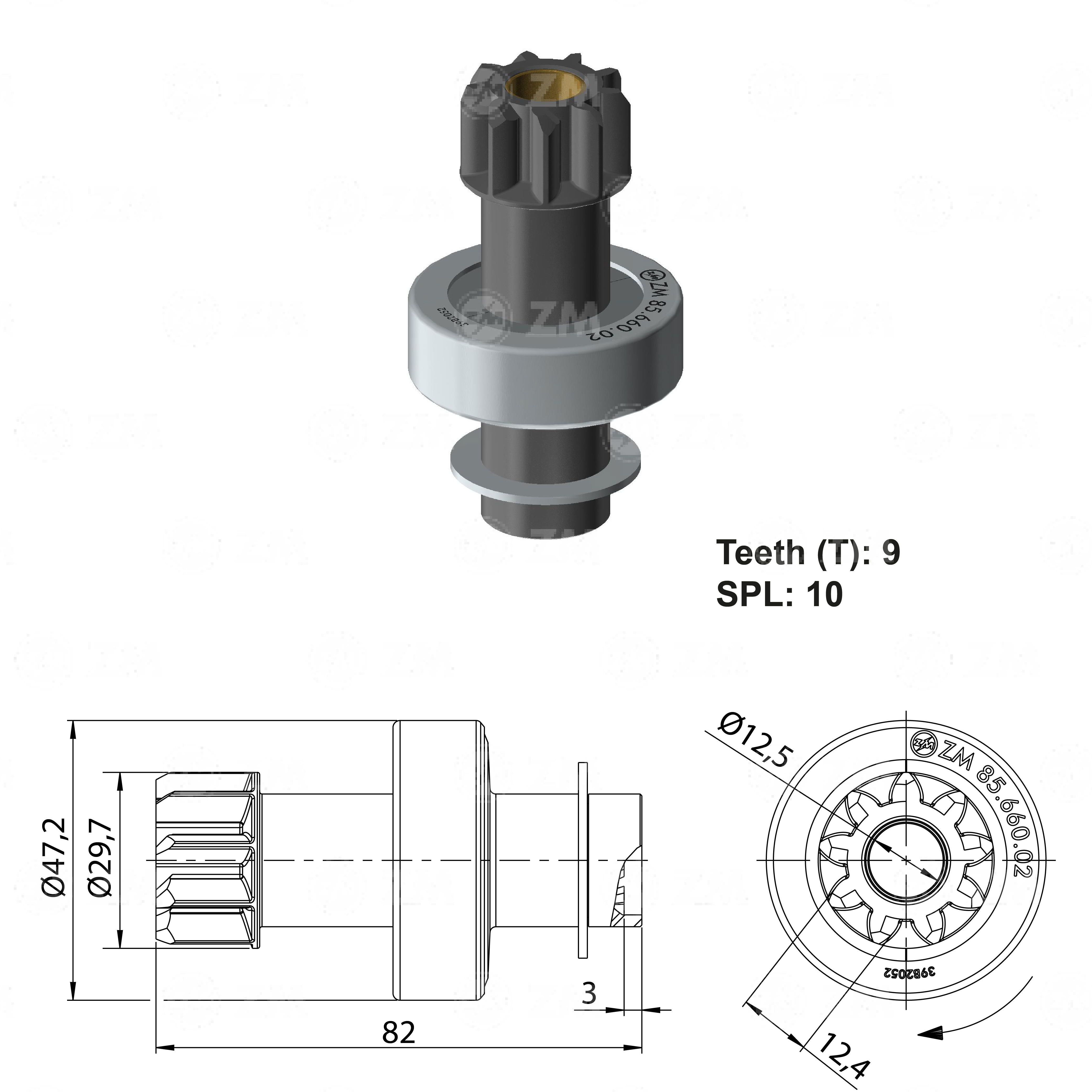 Impulsor de Partida ZM 85.660.02 ZM 8566002