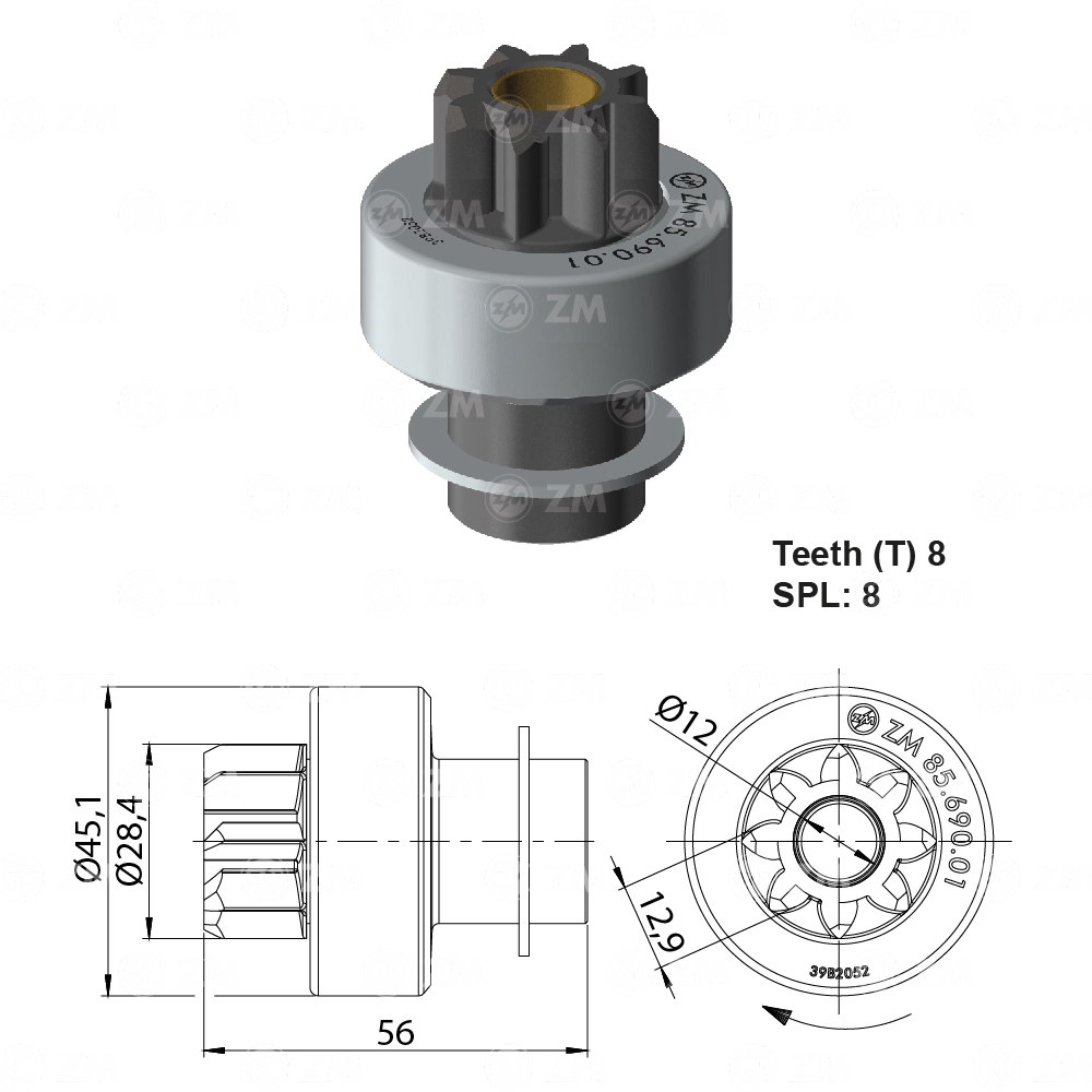 Impulsor de Partida ZM 85.690.01 ZM 8569001