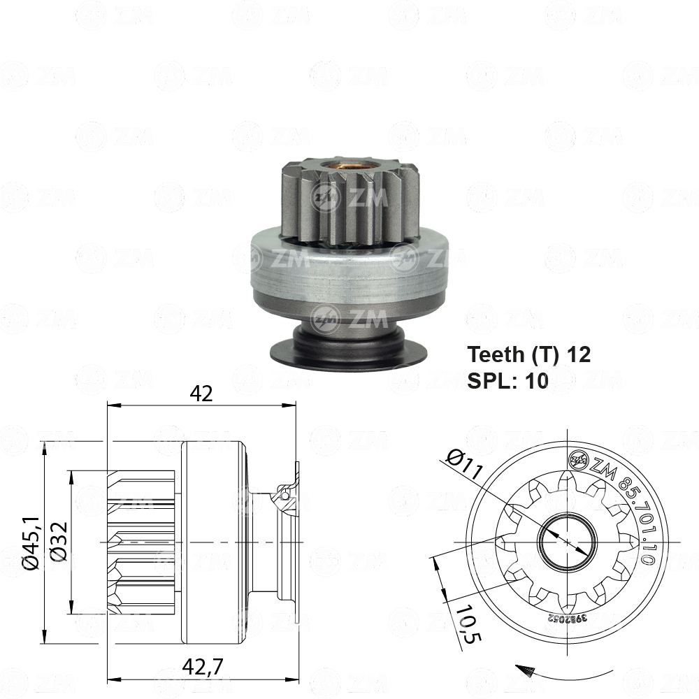 Impulsor de Partida ZM 85.701.10 ZM 8570110