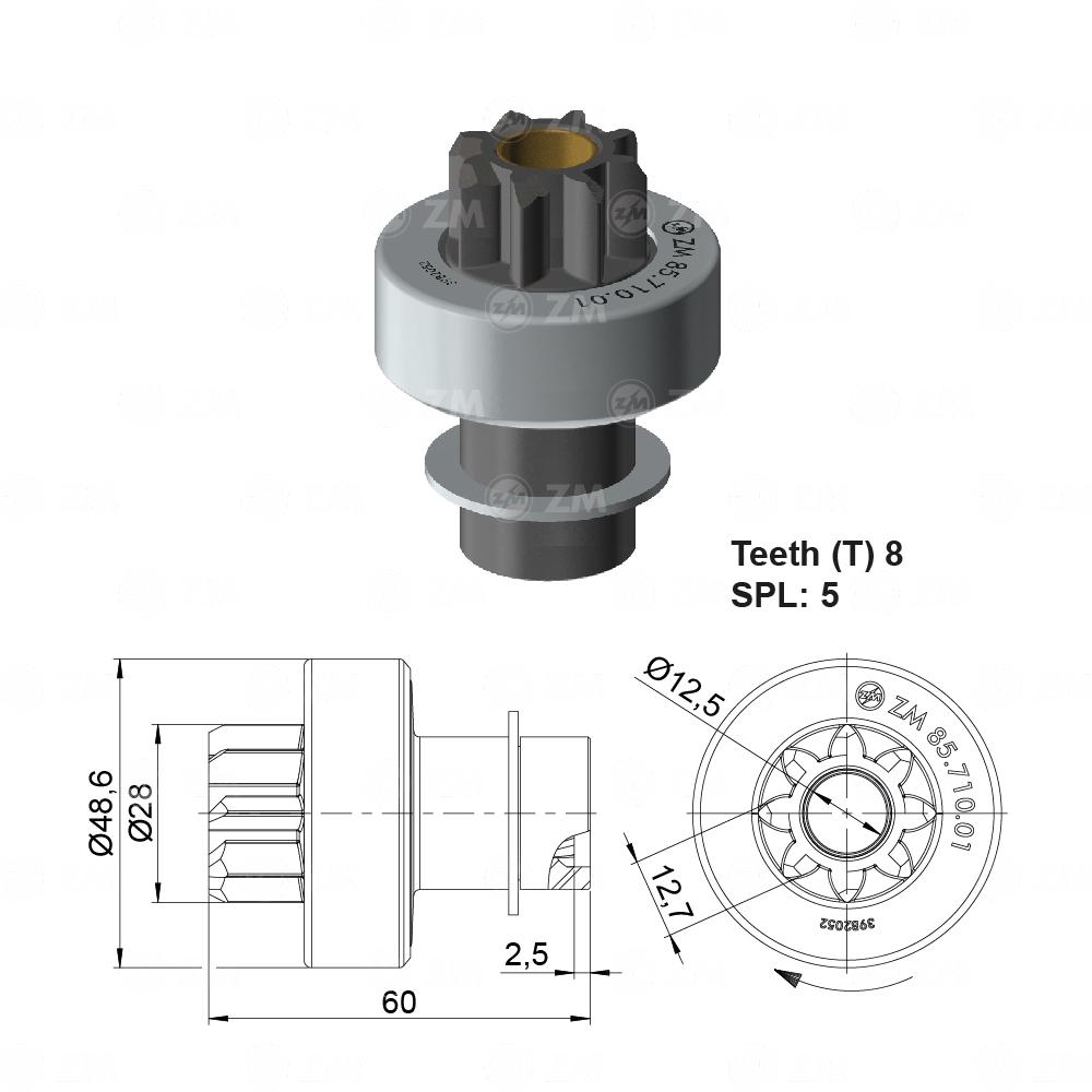 Impulsor de Partida ZM 85.710.01 ZM 8571001