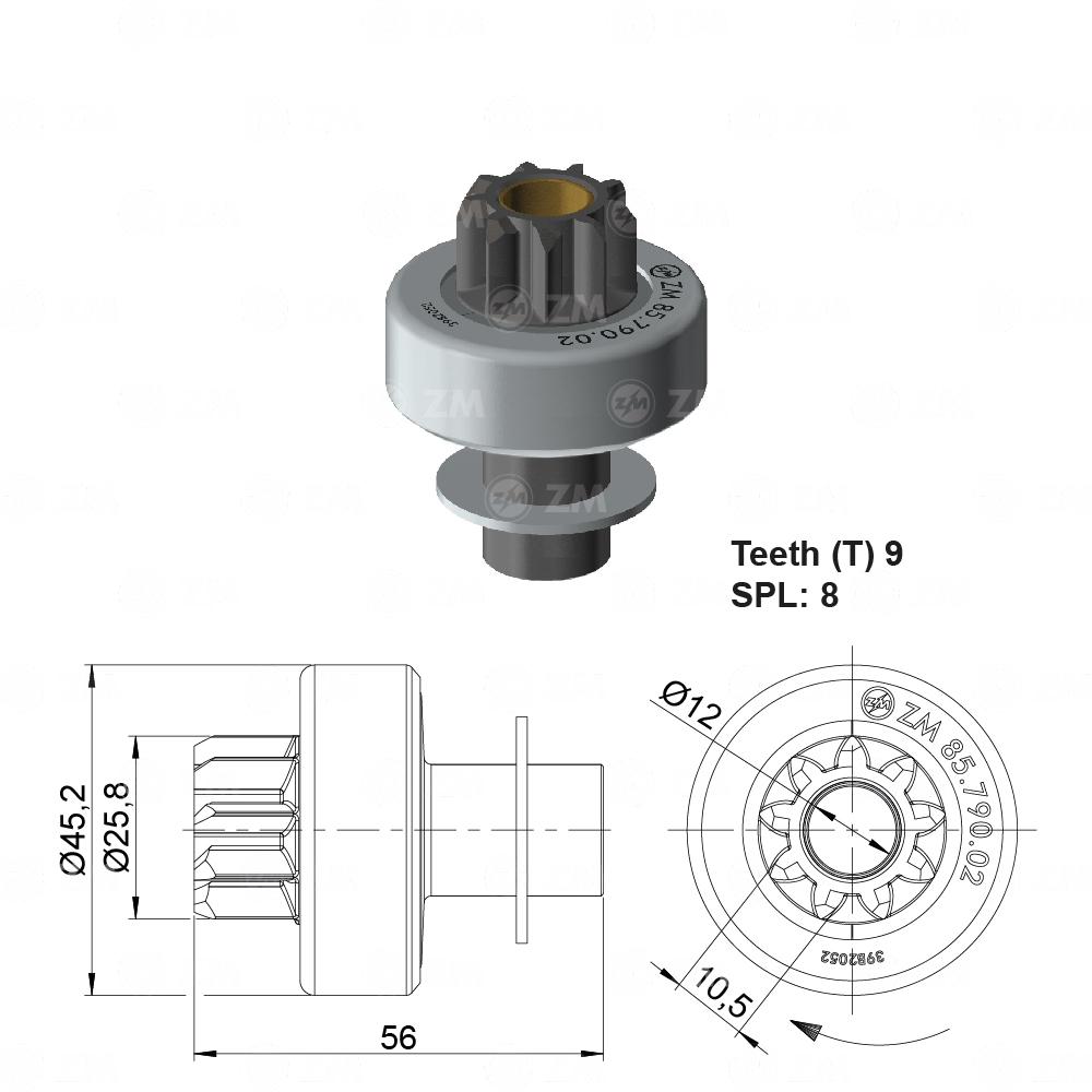 Impulsor de Partida ZM 85.790.02 ZM 8579002