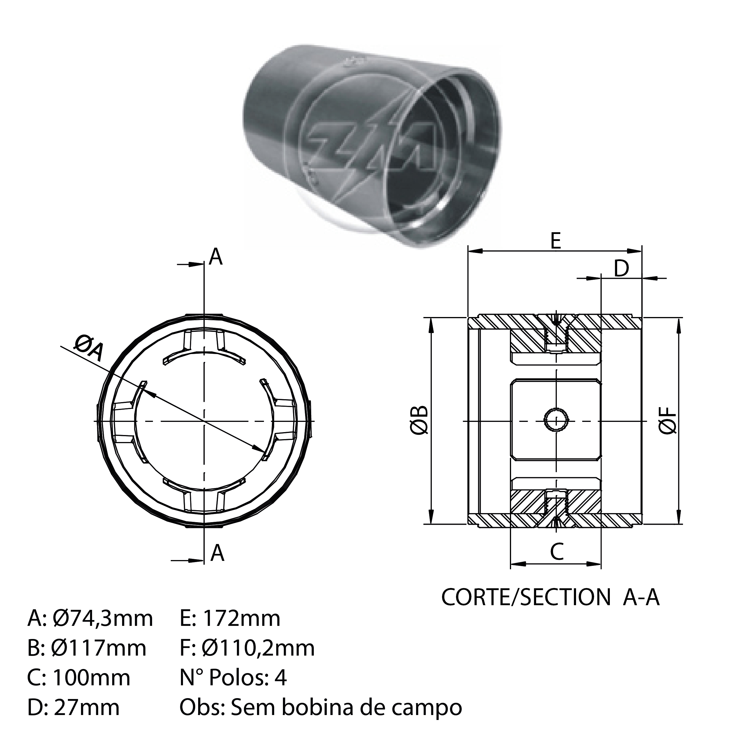 Carcaça Polar Montada ZM 89.117.00 ZM 8911700