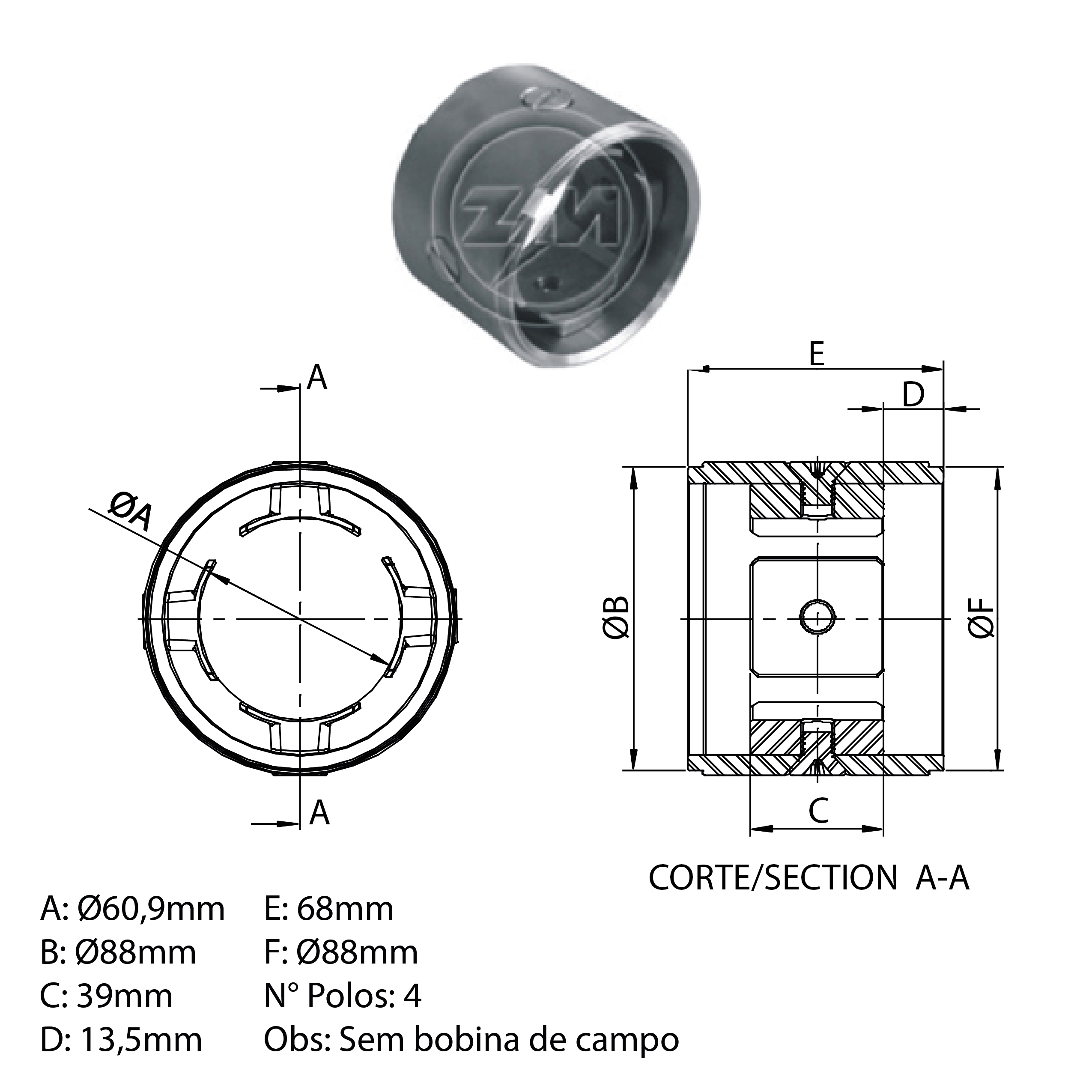Carcaça Polar Montada ZM 89.167.00 ZM 8916700