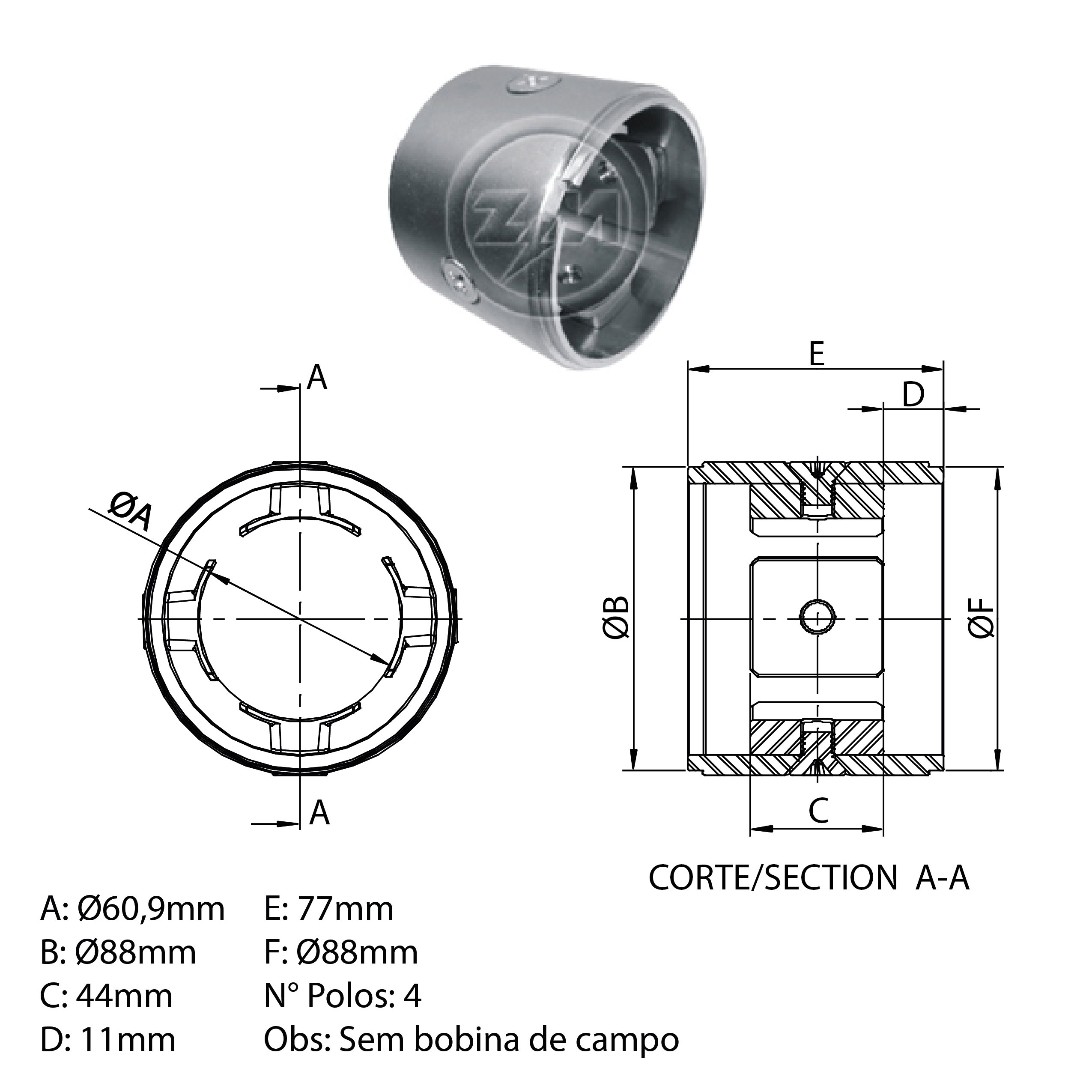 Carcaça Polar Montada ZM 89.167.03 ZM 8916703