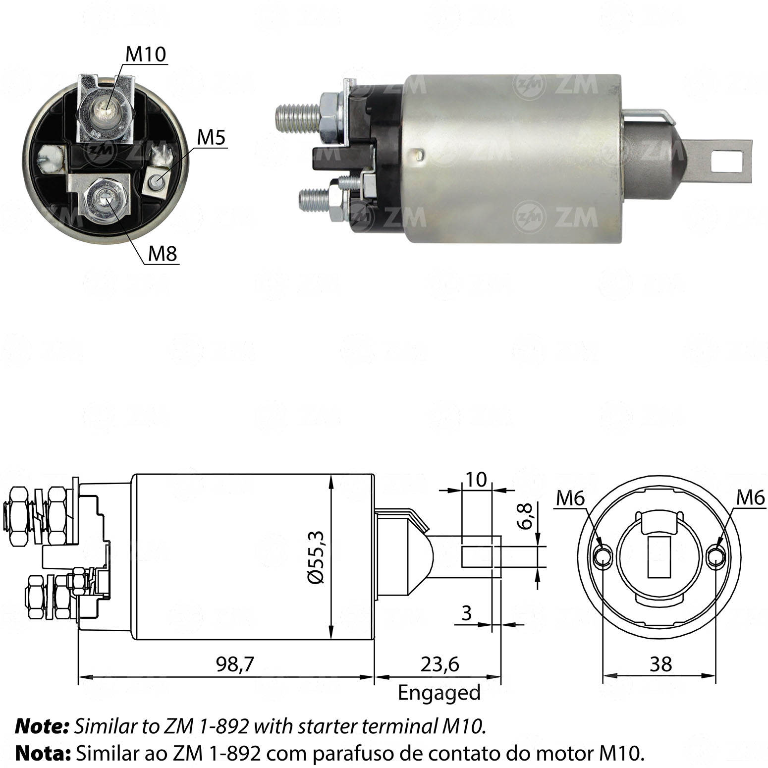 Relé de Partida ZM 892 ZM 892