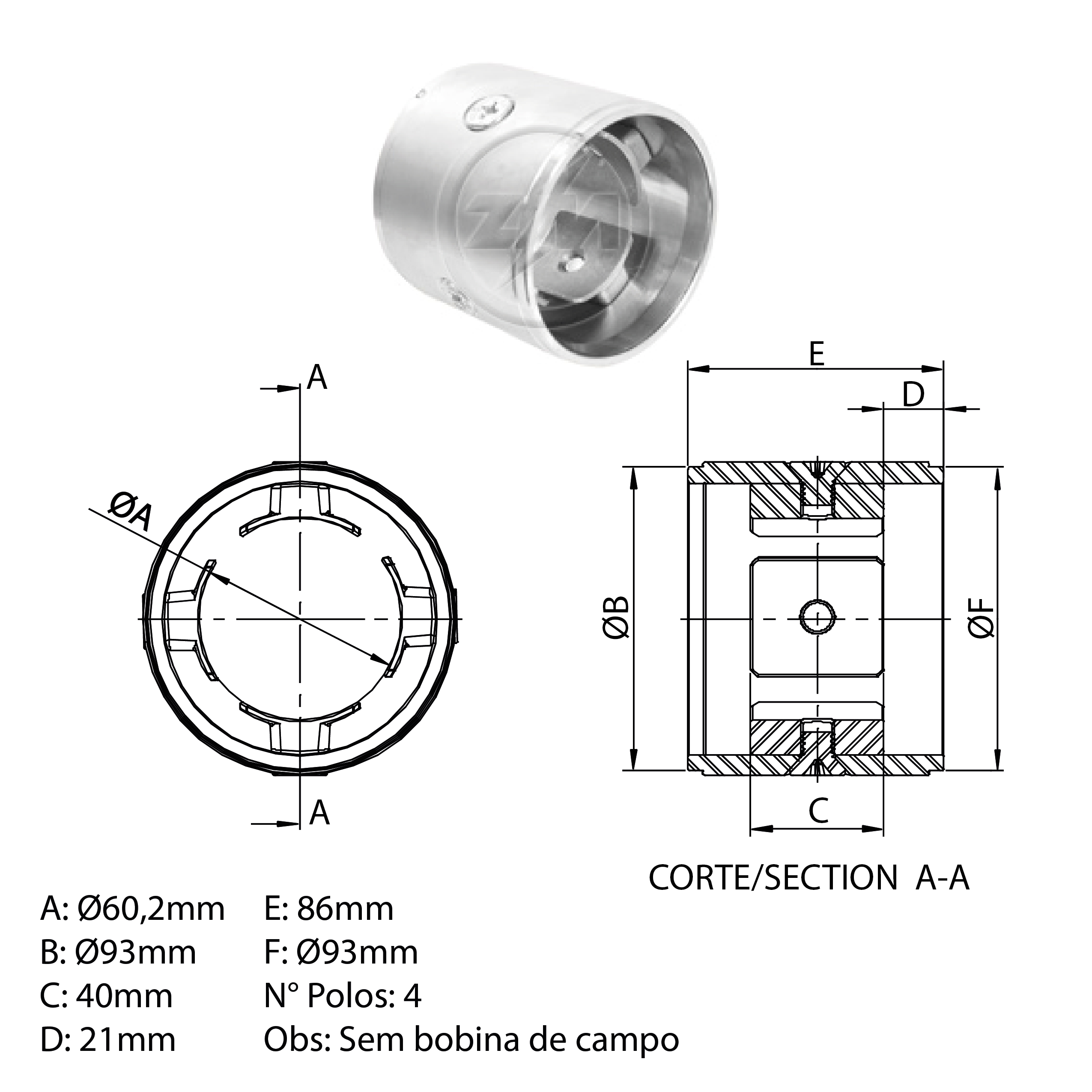 Carcaça Polar Montada ZM 89.817.03 ZM 8981703
