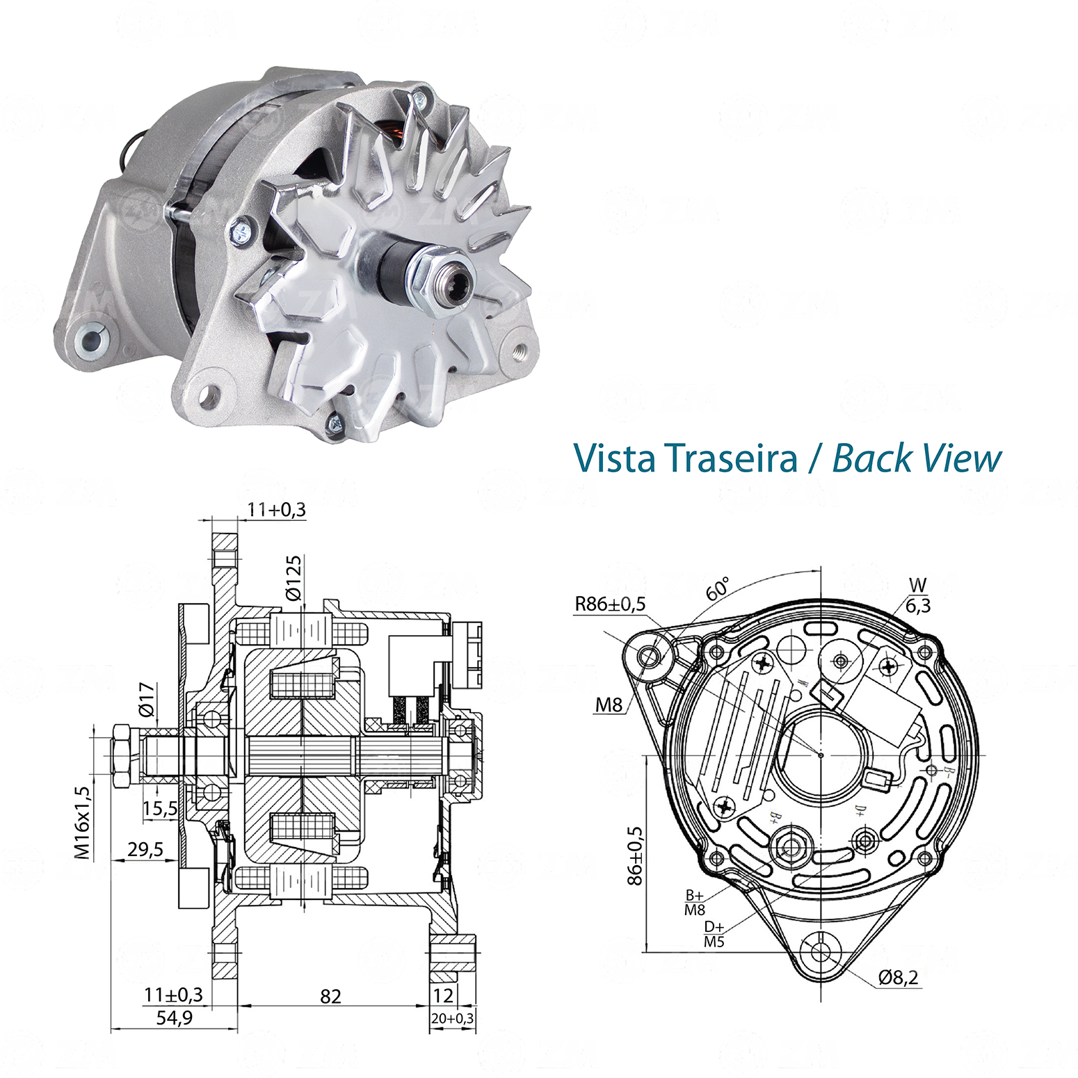 Alternador ZM 90.825.04 ZM 9082504
