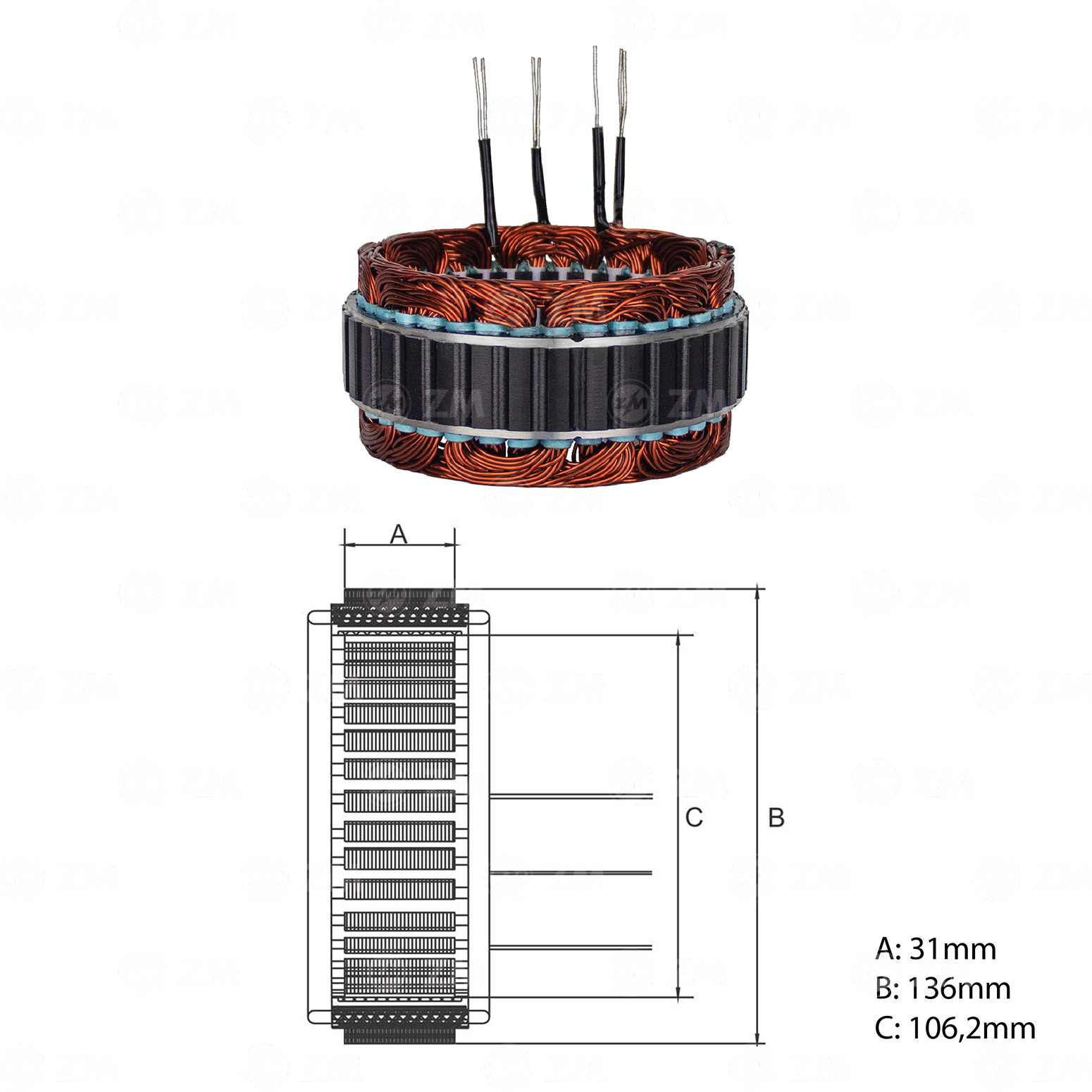 Estator ZM 94.300.01 ZM 9430001