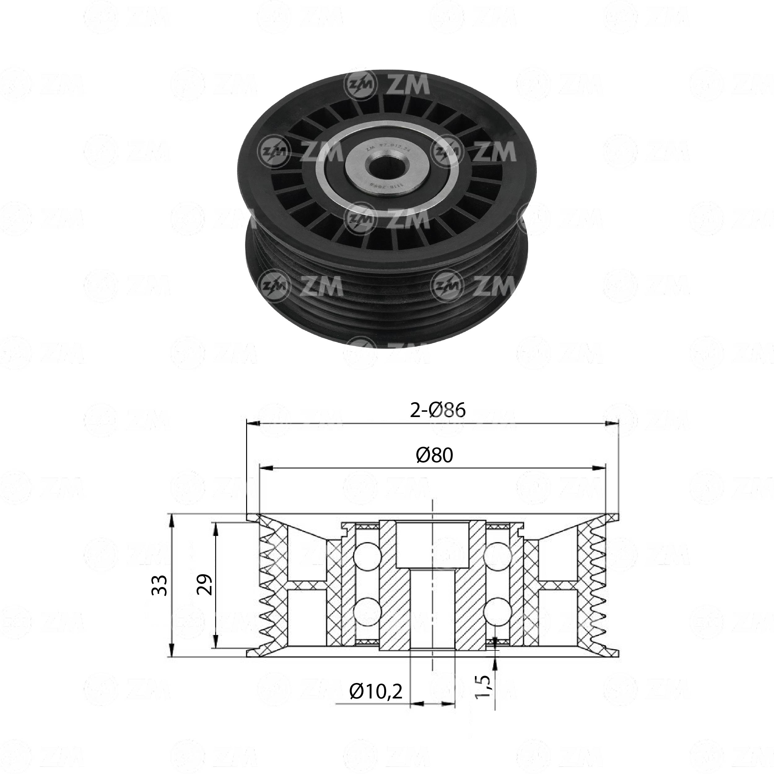 ZM 97.012.24 - Polia Guia ZM 9701224