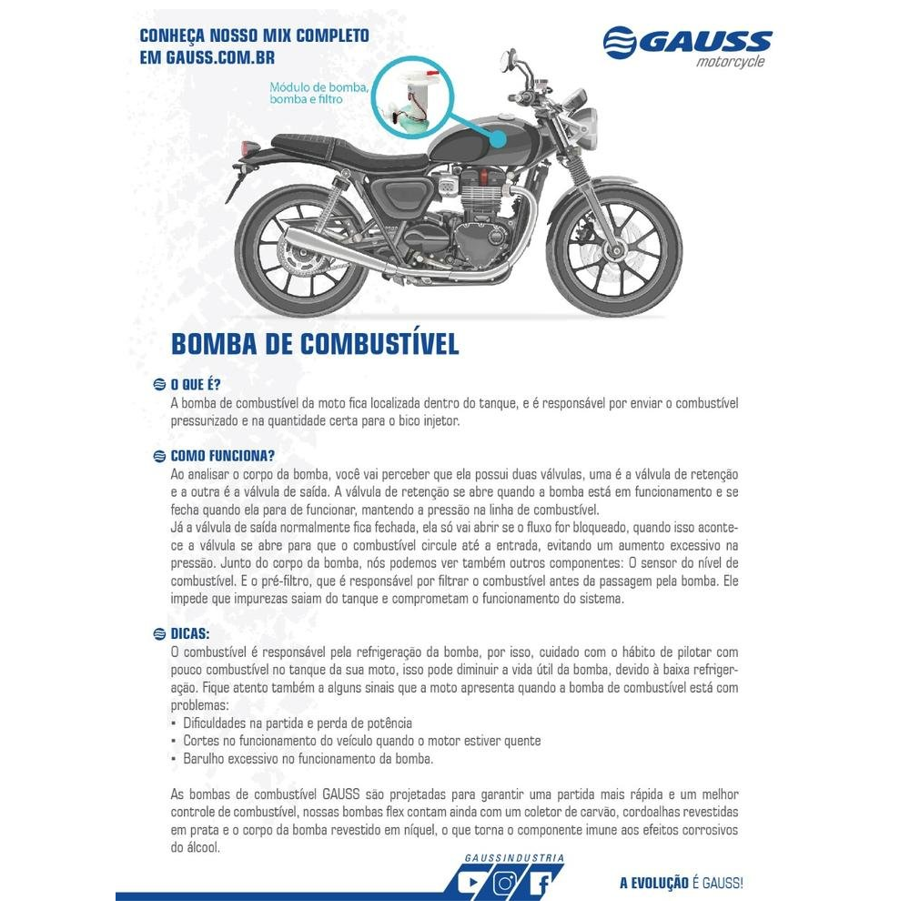 BOMBA DE COMBUSTÍVEL 12V GASOLINA