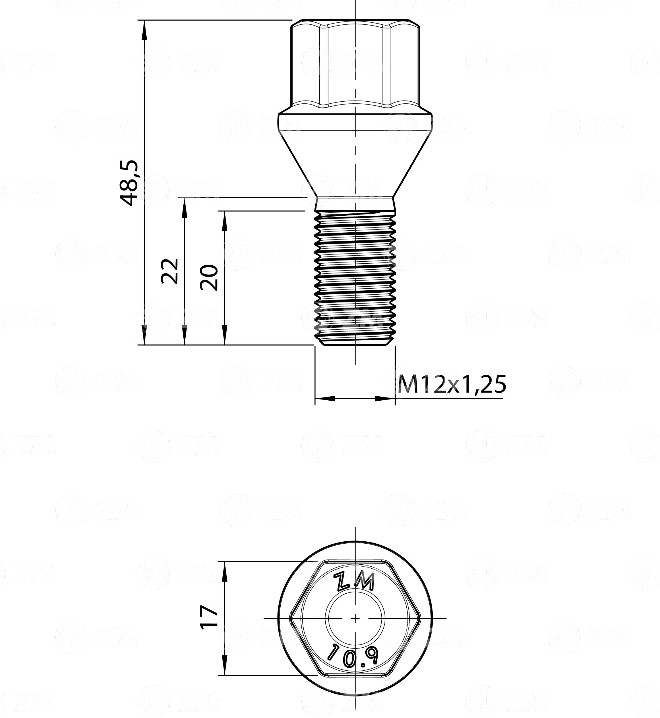 ZM 30.212.41 - Parafuso de Roda - DIA/TRA