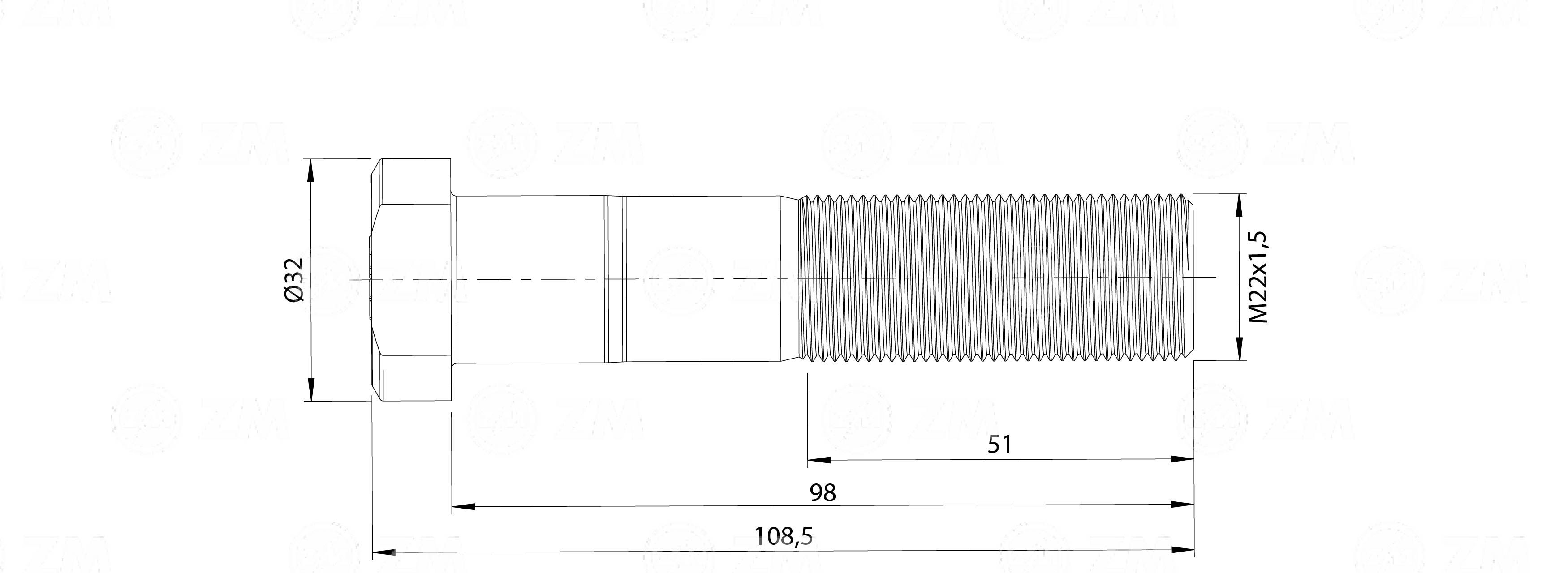 ZM 30.222.61 - Parafuso de Roda - TRA