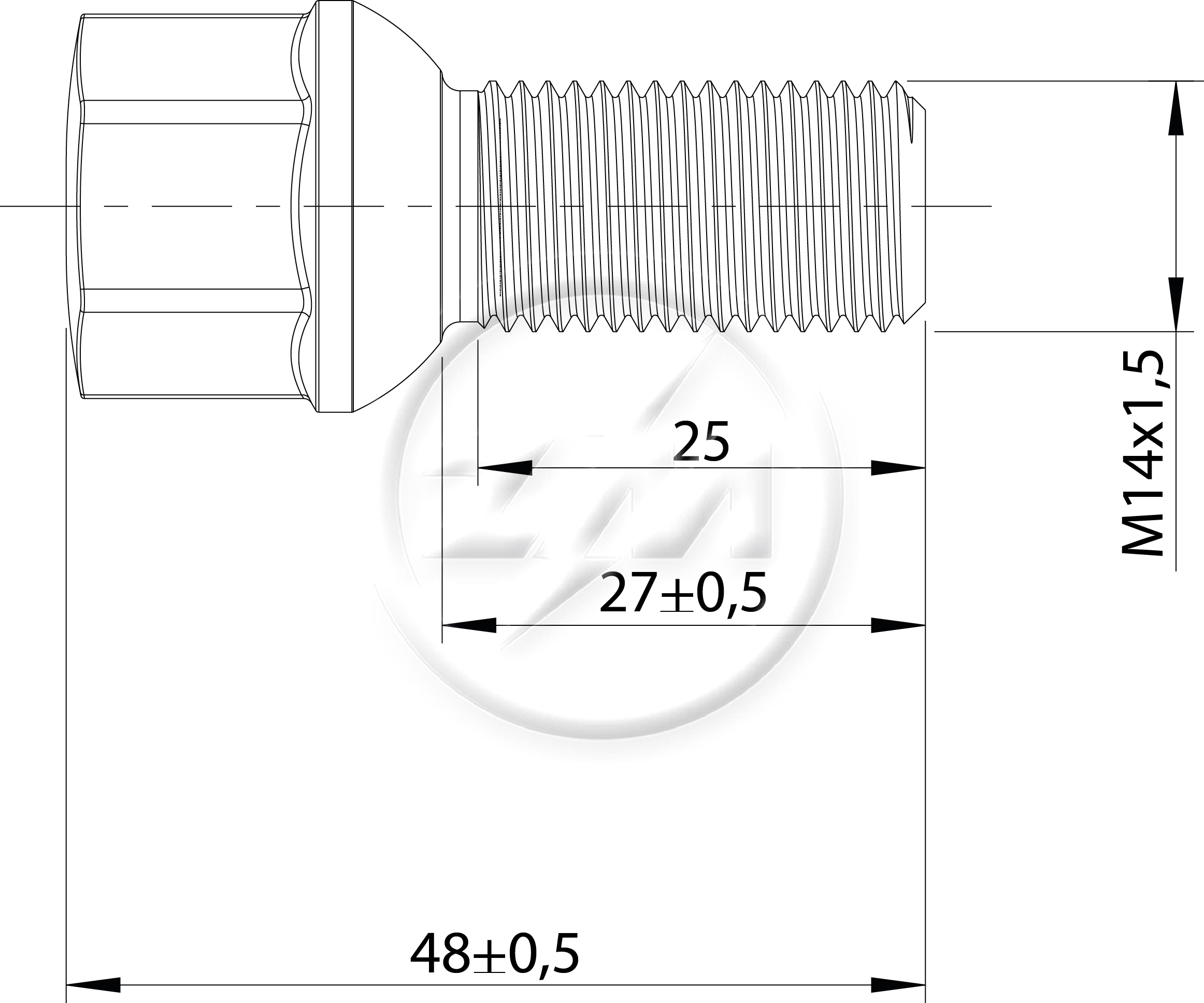 ZM 30.414.50 - Parafuso de Roda - DIA/TRA